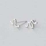 925 Silver Snake Stud Earrings for Girls Lady