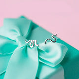 925 Silver Snake Stud Earrings for Girls Lady