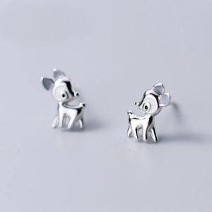 925 Sterling Silver Deer Small Stud Earrings for Women Jewelry S925