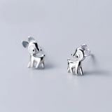 925 Sterling Silver Deer Small Stud Earrings for Women Jewelry S925
