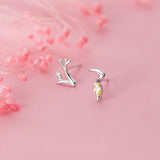 Real 925 Sterling Silver Branch & Bird Stud Earrings for Women Birthday