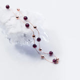 Real 925 Silver Red Garnet Stone Bead Chain Necklace for Women