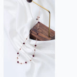 Real 925 Silver Red Garnet Stone Bead Chain Necklace for Women