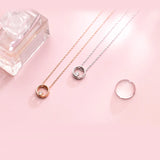 925 Silver Circle Pendant Necklace CZ Jewelry Gift