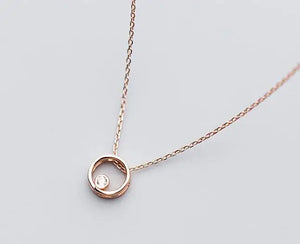 925 Silver Circle Pendant Necklace CZ Jewelry Gift