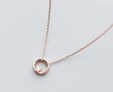 925 Silver Circle Pendant Necklace CZ Jewelry Gift