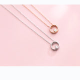 925 Silver Circle Pendant Necklace CZ Jewelry Gift