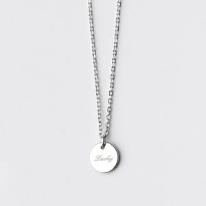 925 Sterling Silver Lucky Tag Pendant Necklace for Women