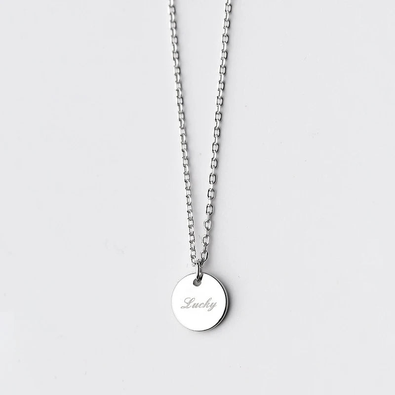 925 Sterling Silver Lucky Tag Pendant Necklace for Women
