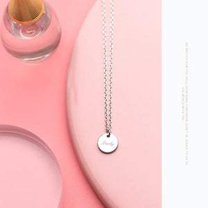 925 Sterling Silver Lucky Tag Pendant Necklace for Women