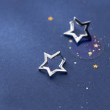 925 Silver Star Stud Earrings Girls Piercing Ear Jewelry