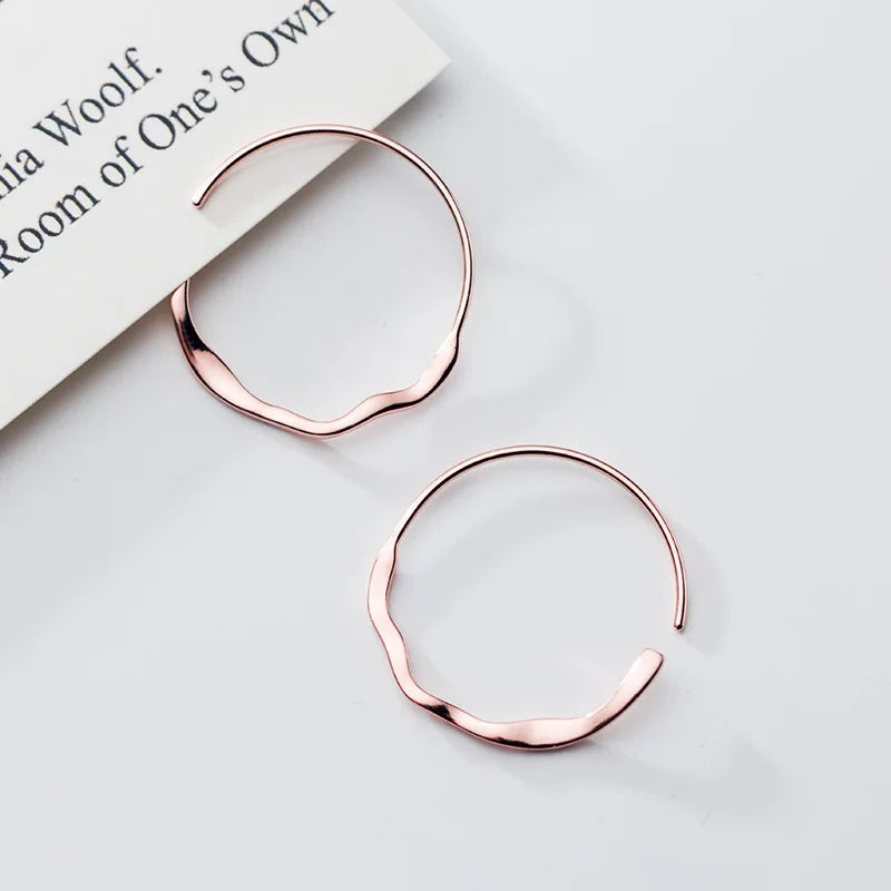 925 Silver OL Style Round Hoop Earrings Women Girls