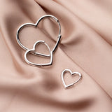 925 Sterling Silver Heart Shape Hoop Earrings Cuff Clip