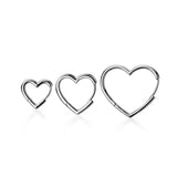 925 Sterling Silver Heart Shape Hoop Earrings Cuff Clip