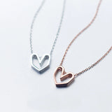 MloveAcc 925 Sterling Silver Hollow Heart Pendant Necklace