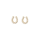 925 Silver Plated Crystal Horseshoe Stud Earrings for Women