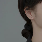 925 Silver Plated Crystal Horseshoe Stud Earrings for Women