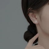 925 Silver Plated Crystal Horseshoe Stud Earrings for Women