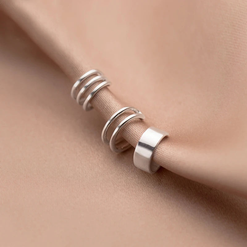 MloveAcc 925 Silver 2/3 Layers Ear Cuff Clip Earrings