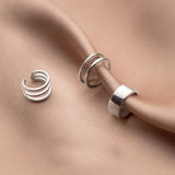 MloveAcc 925 Silver 2/3 Layers Ear Cuff Clip Earrings