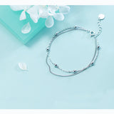 MloveAcc 925 Sterling Silver Beaded Bracelet Double Layer Link Chain Bracelets