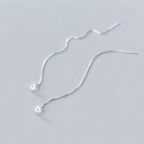 MloveAcc CZ Sun Flower Chain Drop Earrings for Women