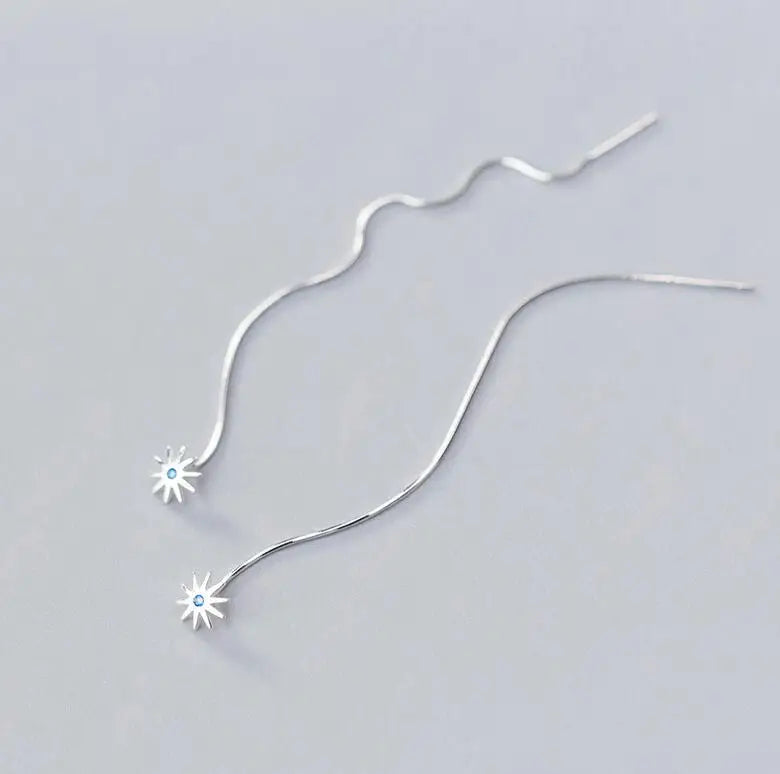 MloveAcc CZ Sun Flower Chain Drop Earrings for Women
