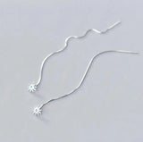 MloveAcc CZ Sun Flower Chain Drop Earrings for Women
