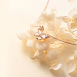 925 Silver Crystal Shell Butterfly Charm Necklace Choker for Women
