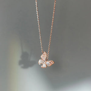 925 Silver Crystal Shell Butterfly Charm Necklace Choker for Women