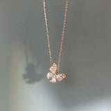 925 Silver Crystal Shell Butterfly Charm Necklace Choker for Women