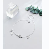 MloveAcc 925 Sterling Silver Music Note Charm Anklet for Women