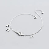 MloveAcc 925 Sterling Silver Music Note Charm Anklet for Women