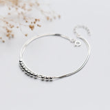MloveAcc 925 Silver Beads Bracelets for Women Double Layers Snake Chain