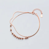 MloveAcc 925 Silver Beads Bracelets for Women Double Layers Snake Chain