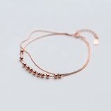 MloveAcc 925 Silver Beads Bracelets for Women Double Layers Snake Chain