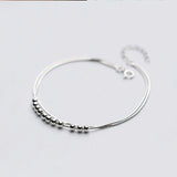 MloveAcc 925 Silver Beads Bracelets for Women Double Layers Snake Chain