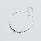 MloveAcc 925 Silver Beads Bracelets for Women Double Layers Snake Chain