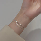 MloveAcc 925 Silver Beads Bracelets for Women Double Layers Snake Chain