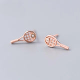 MloveAcc 925 Silver Tennis Racket Stud Earrings for Women