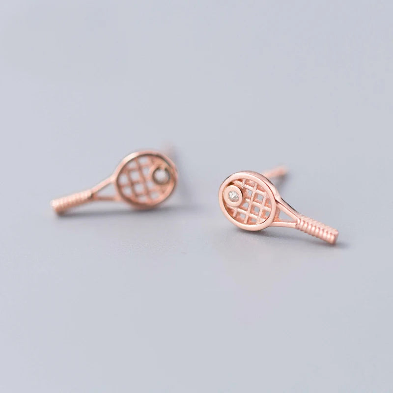 MloveAcc 925 Silver Tennis Racket Stud Earrings for Women