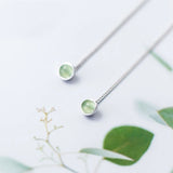 MloveAcc 925 Silver Earrings Green Crystal Drop Ear Line Fine Jewelry