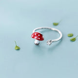 MloveAcc 925 Sterling Silver Mushroom Finger Ring for Women