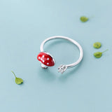 MloveAcc 925 Sterling Silver Mushroom Finger Ring for Women