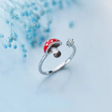 MloveAcc 925 Sterling Silver Mushroom Finger Ring for Women
