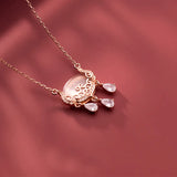 Opal Wishful Lock Pendant Chain Necklace 925 Silver