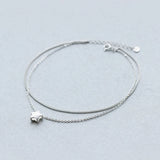 925 Silver Anklet Chain Star Charm Double Layer Foot Jewelry