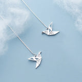 MloveAcc 925 Silver Origami Paper Crane Dangle Earrings