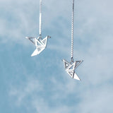 MloveAcc 925 Silver Origami Paper Crane Dangle Earrings