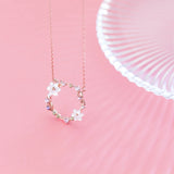 MloveAcc 925 Silver Flower Loop Pendant Necklace for Women